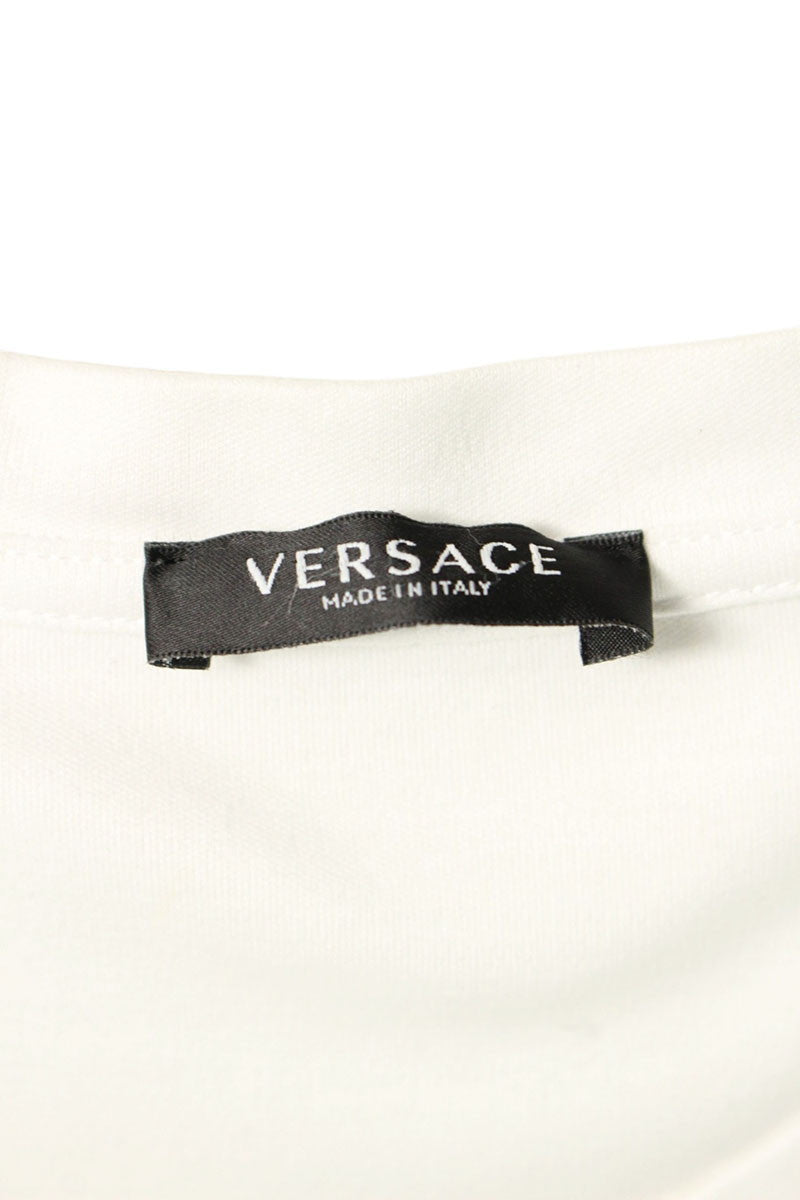 Versace Safety Pin Logo Print T-Shirt White Green Size 36
