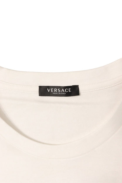 Versace Safety Pin Sequin Logo Print White Gold Size 36