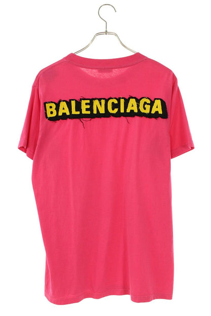 Balenciaga Pink Back Logo Patch T-Shirt Size M