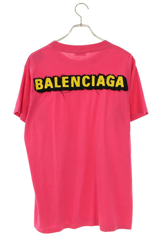 Balenciaga Pink Back Logo Patch T-Shirt Size M