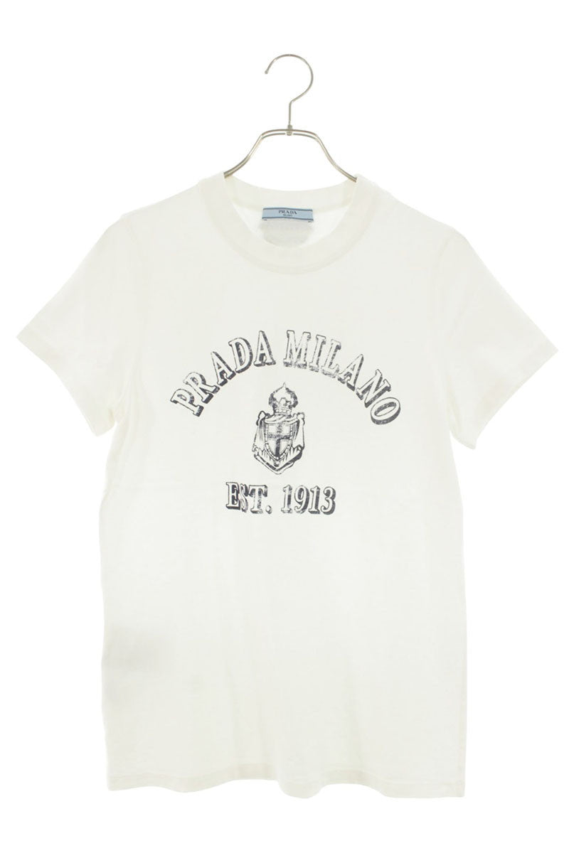 Prada Vintage Logo Print Knit Logo T-Shirt White Size L