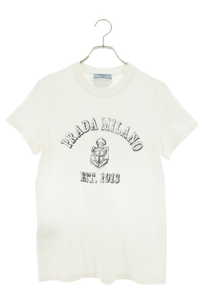 Prada Vintage Logo Print Knit Logo T-Shirt White Size L