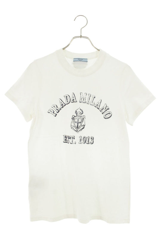 Prada Vintage Logo Print Knit Logo T-Shirt White Size L