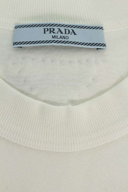 Prada Vintage Logo Print Knit Logo T-Shirt White Size L