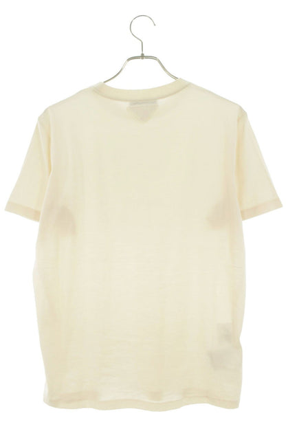 Prada Beige Triangle Logo Patch & Print T-Shirt Size M