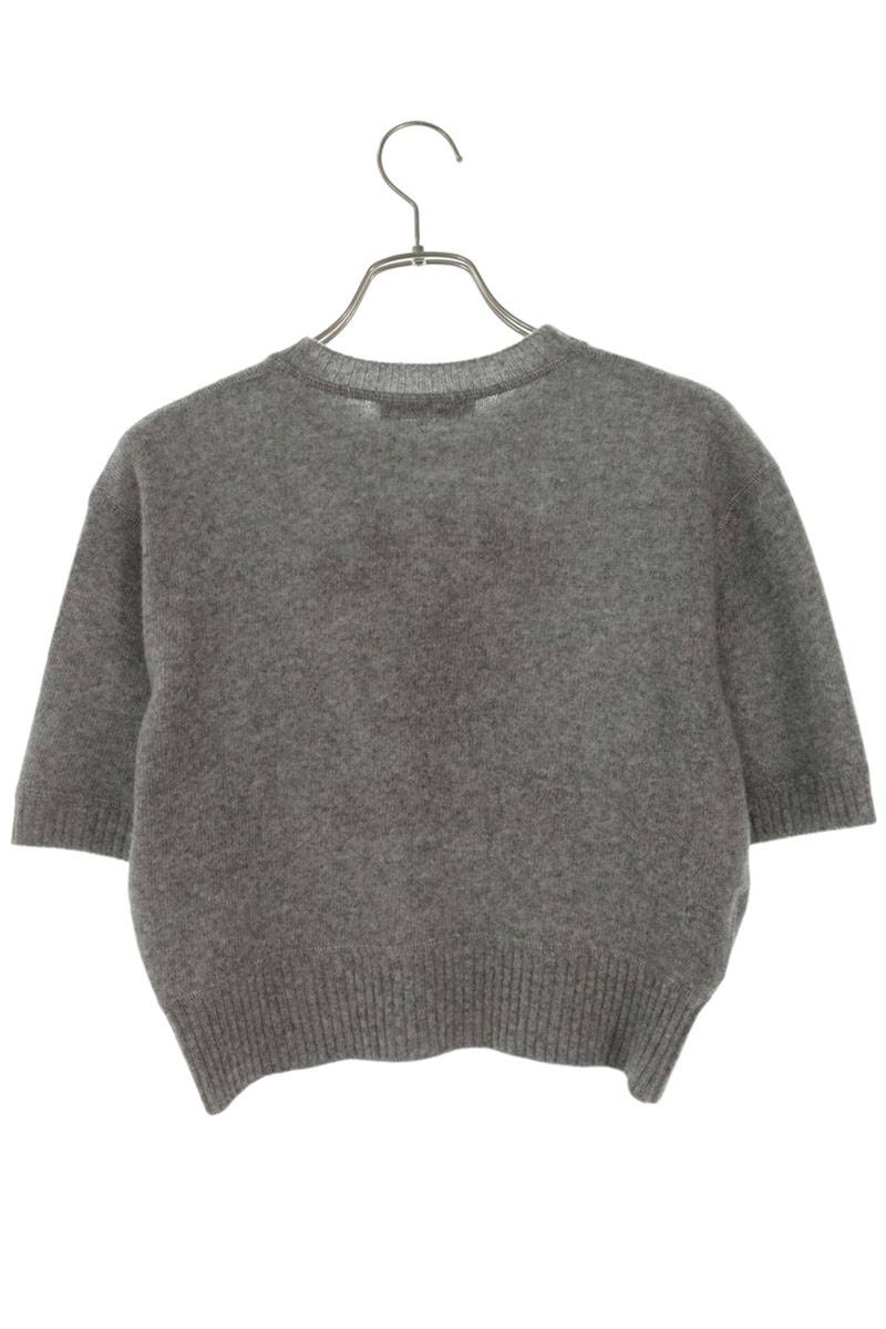 Prada Gray Wool Cashmere Intarsia Logo Knit T-Shirt Size 36