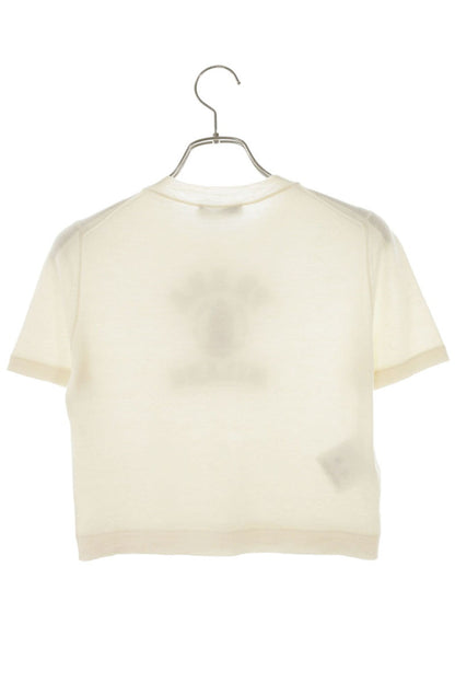 Prada Off-White Cashmere Intarsia Logo Knit T-Shirt Size 36