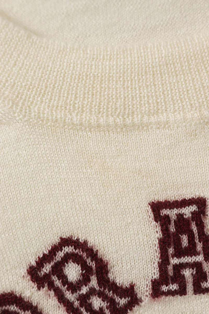 Prada Off-White Cashmere Intarsia Logo Knit T-Shirt Size 36