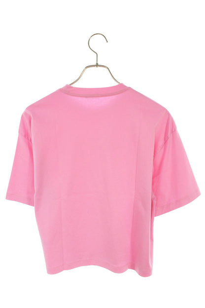 Versace Front Logo Cropped T-Shirt Pink Cotton Size 38