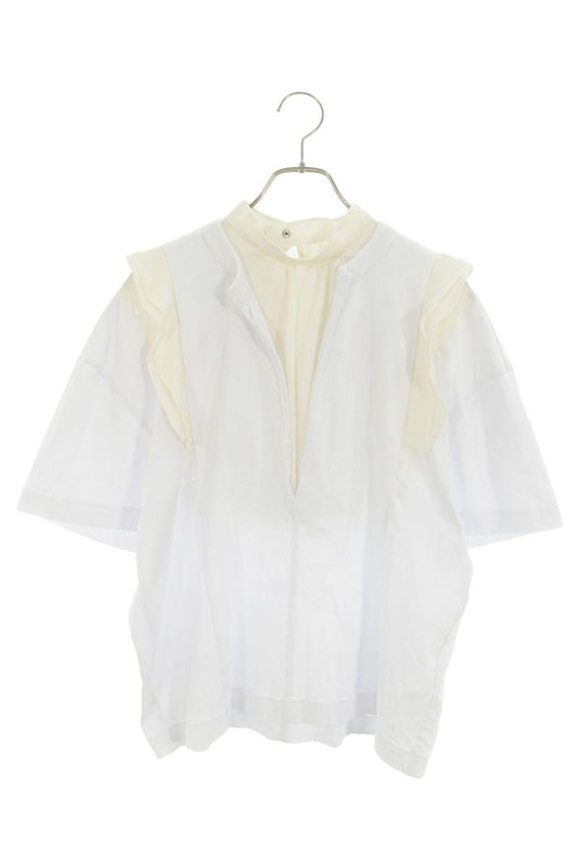 Sacai 25SS Lace Cotton Jersey x Satin T-Shirt Size 2