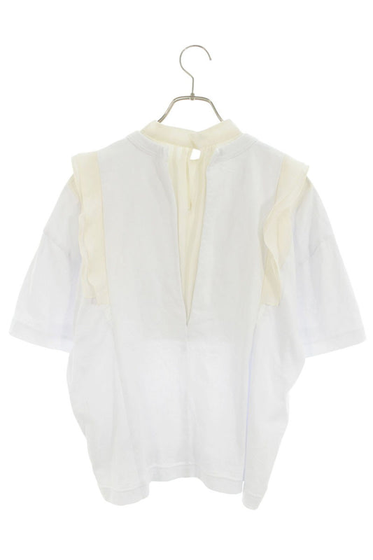 Sacai 25SS Lace Cotton Jersey x Satin T-Shirt Size 2