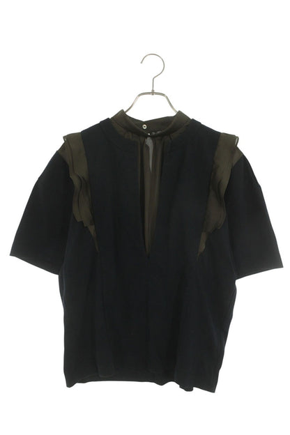 Sacai 25SS Lace Docking Cotton Jersey x Satin T-Shirt Size 2