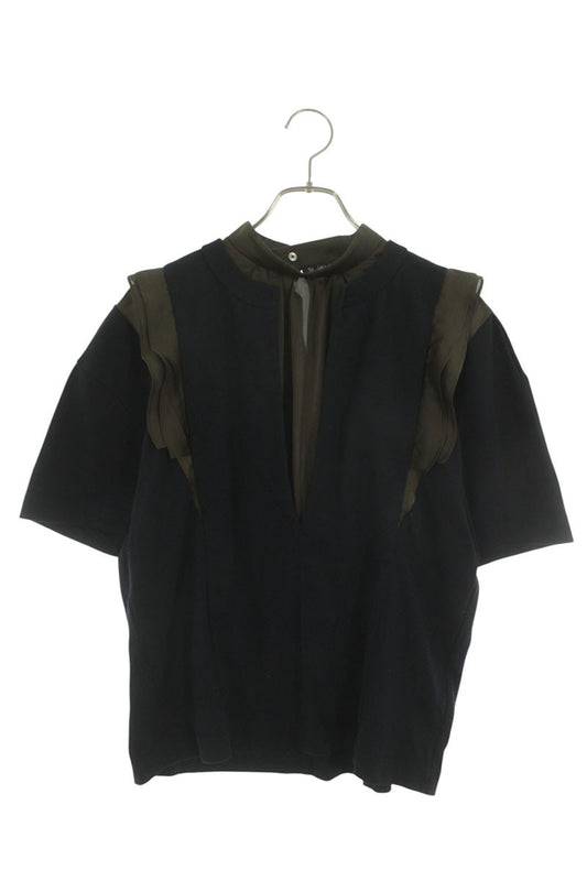 Sacai 25SS Lace Docking Cotton Jersey x Satin T-Shirt Size 2