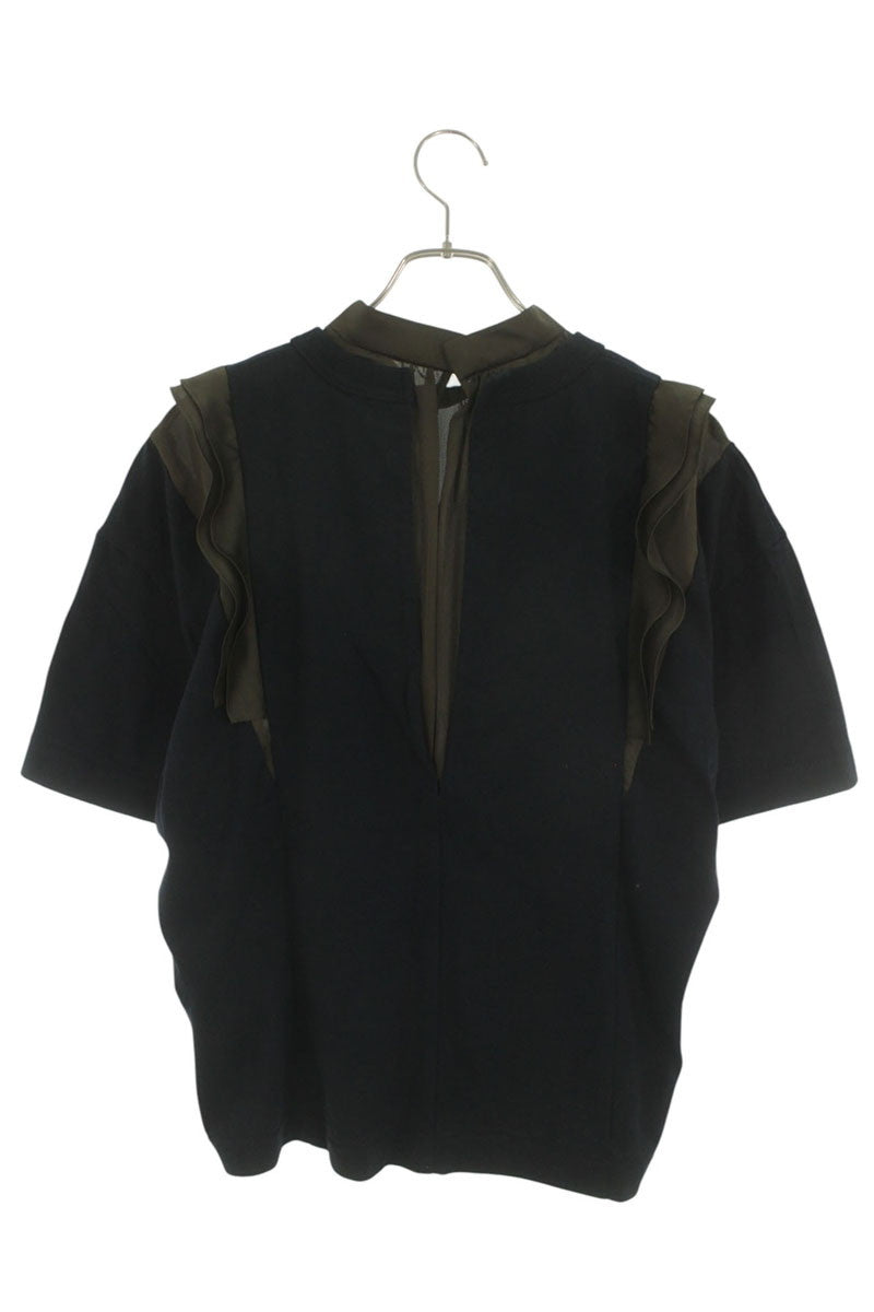 Sacai 25SS Lace Docking Cotton Jersey x Satin T-Shirt Size 2