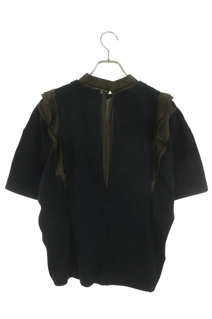 Sacai 25SS Lace Docking Cotton Jersey x Satin T-Shirt Size 2