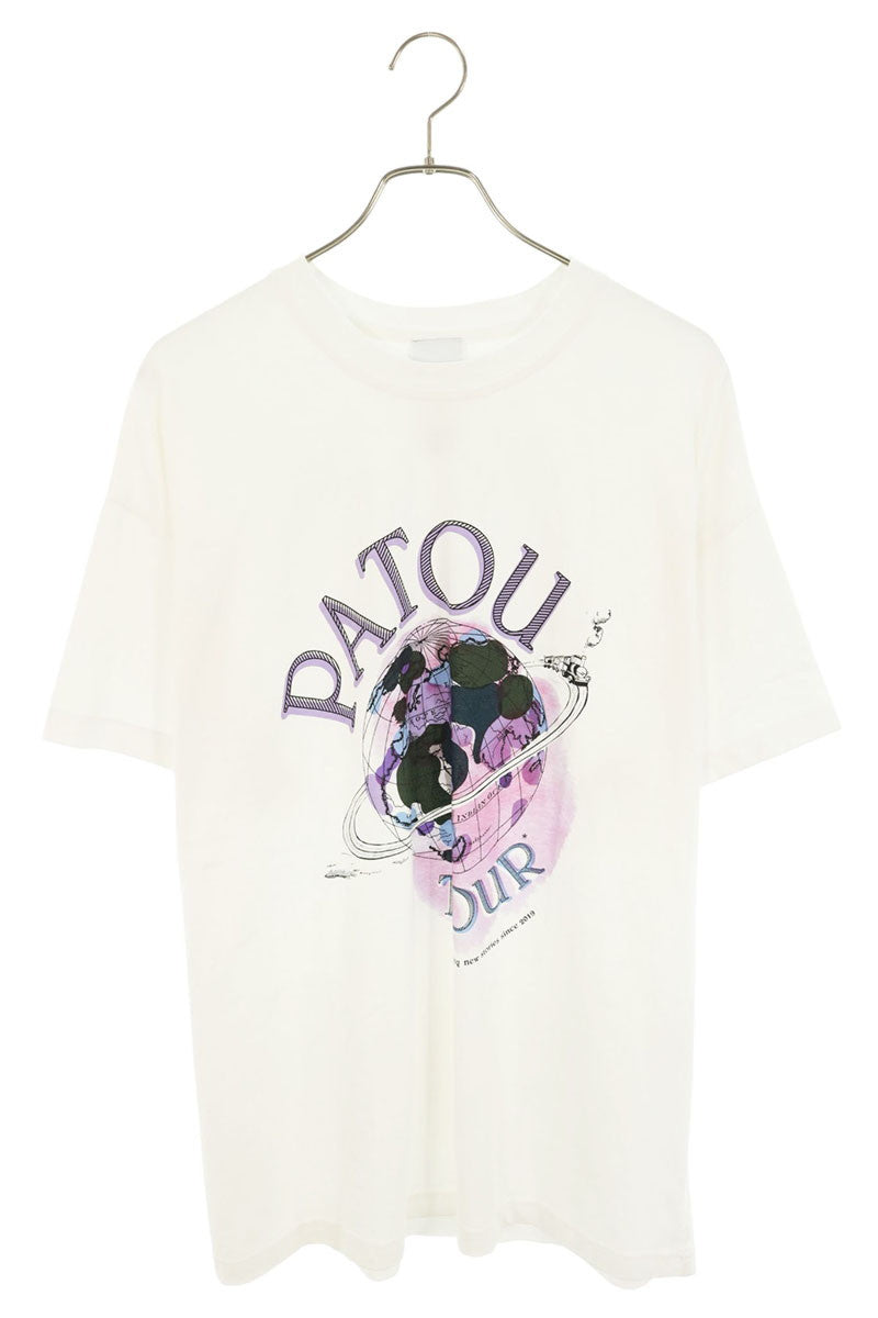 Patou Front Print Crewneck T-Shirt White & Purple Size S