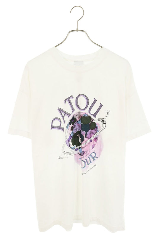 Patou Front Print Crewneck T-Shirt White & Purple Size S