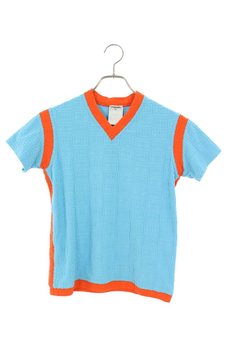 Chanel Coco Mark Pile Bicolor T-Shirt Size 38