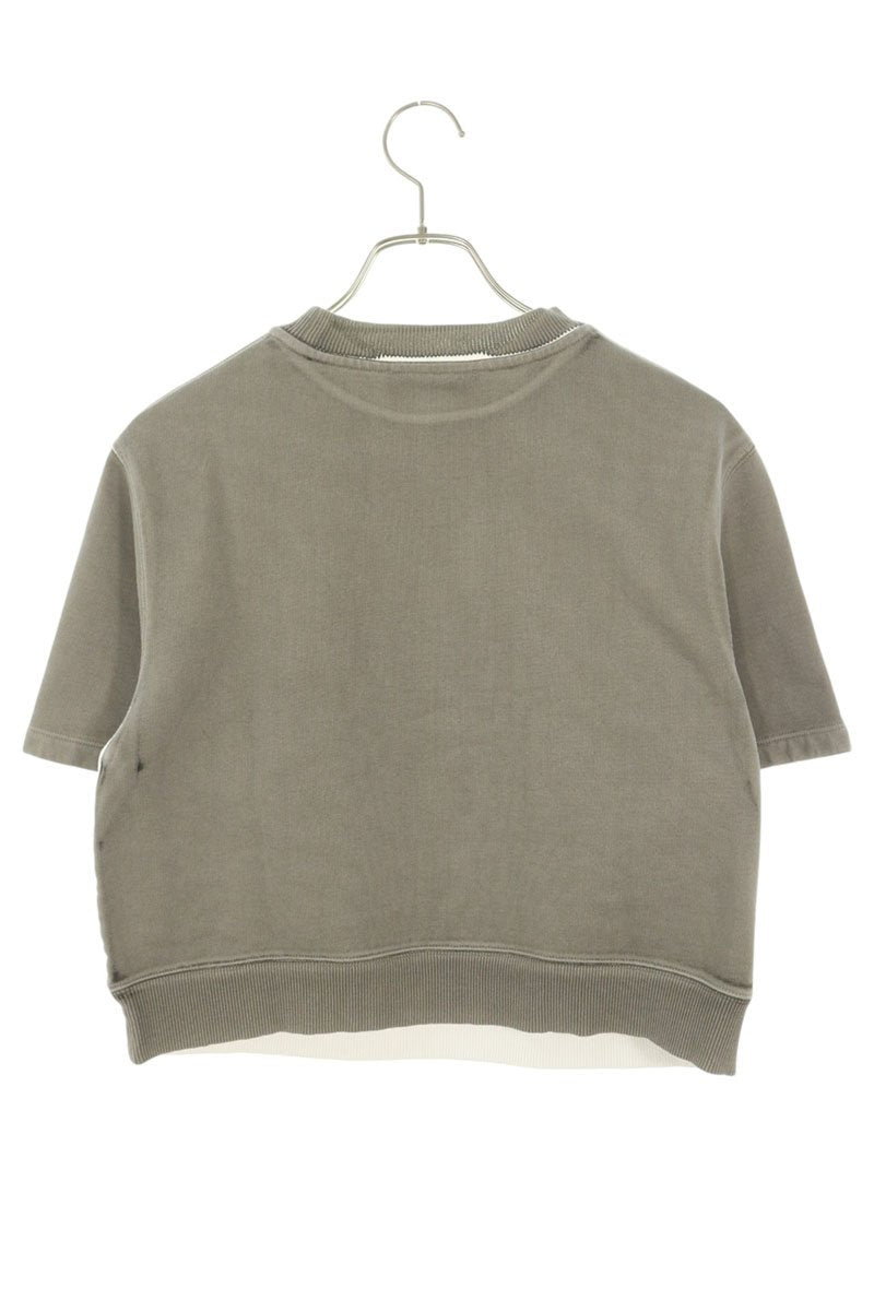 miumiu Logo Print Cropped Sweatshirt Gray/White Size XS