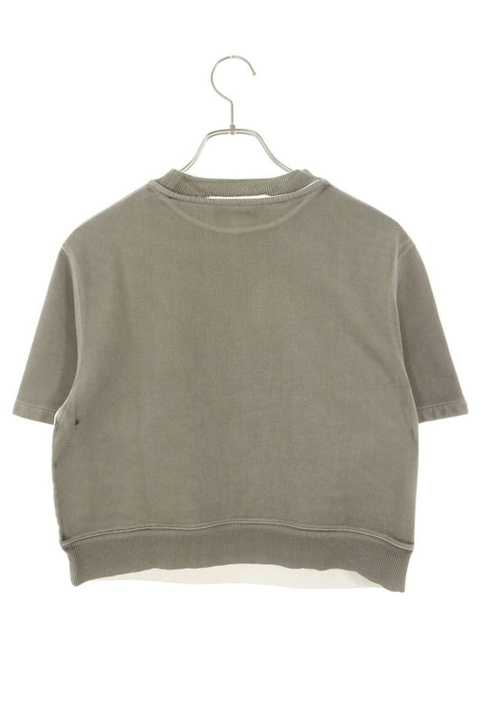 miumiu Logo Print Cropped Sweatshirt Gray/White Size XS