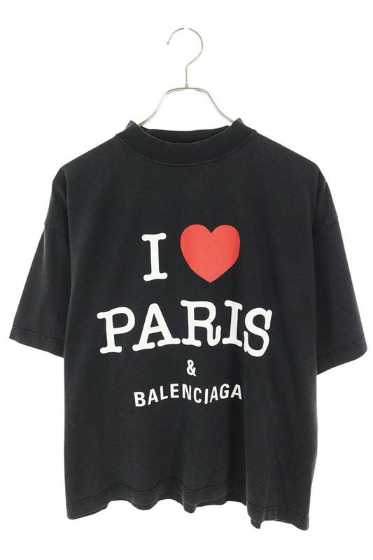 BALENCIAGA Logo Print Cotton T-Shirt Black Size L