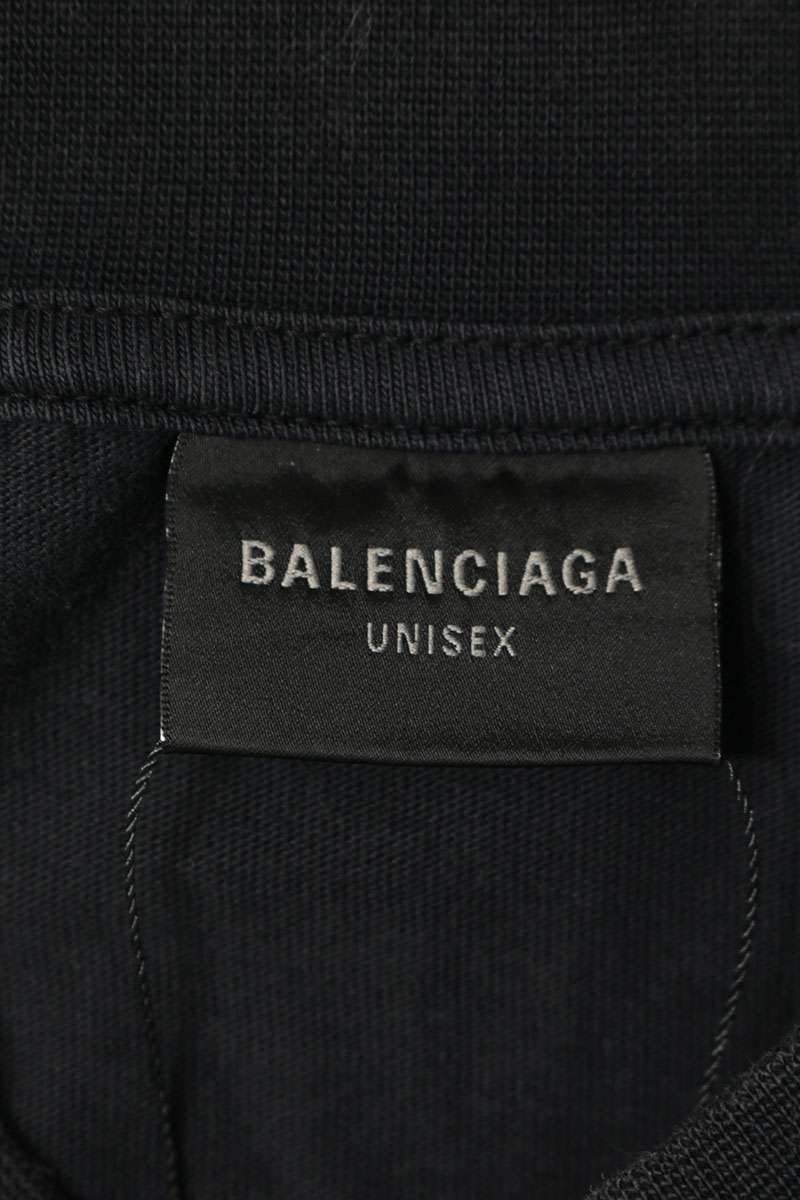 BALENCIAGA Logo Print Cotton T-Shirt Black Size L