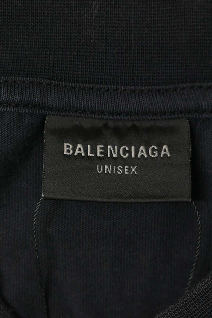 BALENCIAGA Logo Print Cotton T-Shirt Black Size L