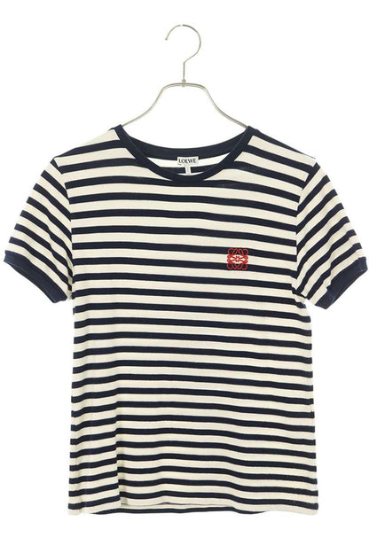 LOEWE Anagram Embroidered Stripe T-Shirt White Navy Size XS