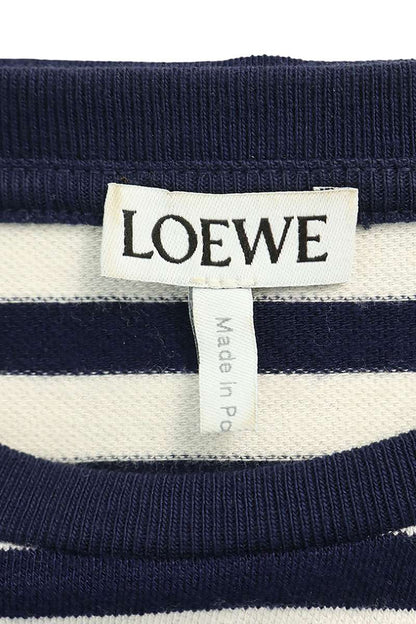 LOEWE Anagram Embroidered Stripe T-Shirt White Navy Size XS