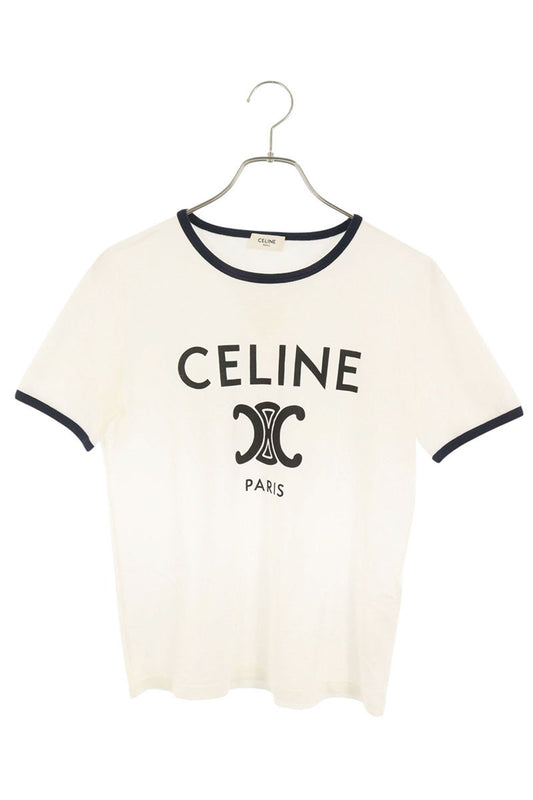 CELINE Triomphe Ringer Cotton T-Shirt Size S