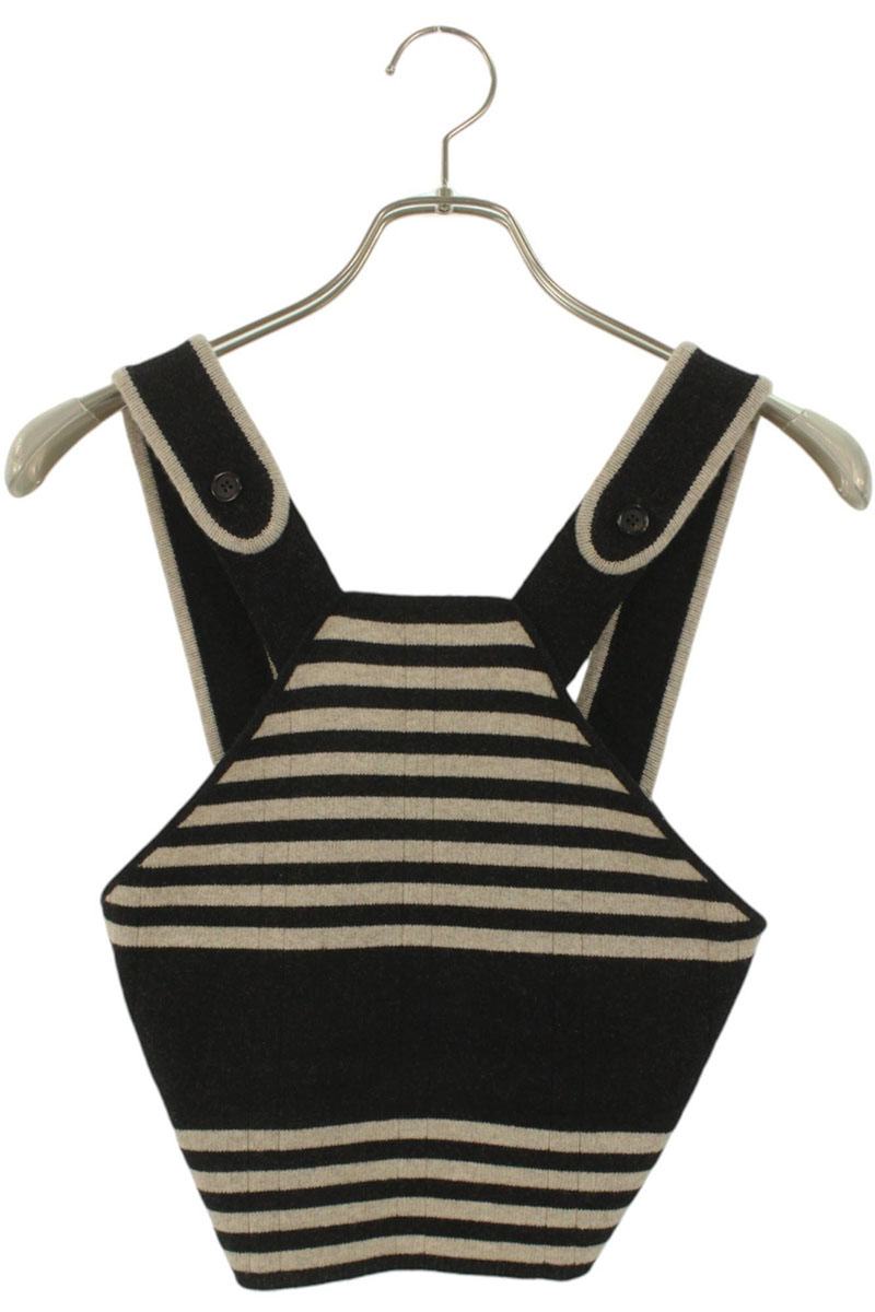 Miu Miu Cashmere Blend Striped Logo Tank Top Size 36