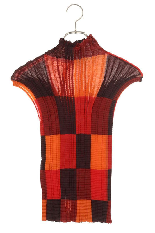 Issey Miyake Pleated High Neck Tank Top Multi Size M