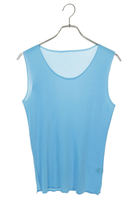 Vintage Pleats Please Blue Pleated Polyester Tank Top Size 3