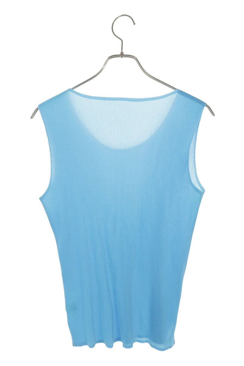 Vintage Pleats Please Blue Pleated Polyester Tank Top Size 3