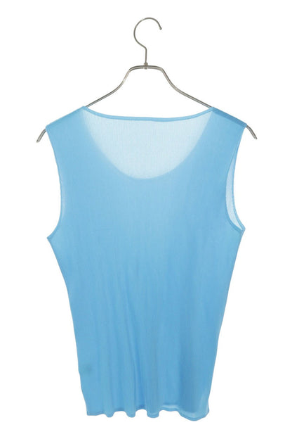 Vintage Pleats Please Blue Pleated Polyester Tank Top Size 3