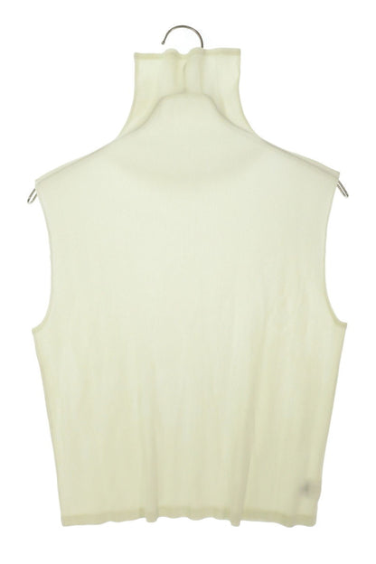 Vintage Pleated High-Neck Sleeveless T-Shirt Yellow Size 3