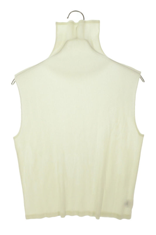 Vintage Pleated High-Neck Sleeveless T-Shirt Yellow Size 3