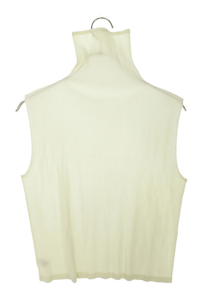 Vintage Pleated High-Neck Sleeveless T-Shirt Yellow Size 3
