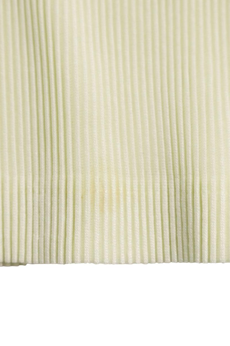 Vintage Pleated High-Neck Sleeveless T-Shirt Yellow Size 3