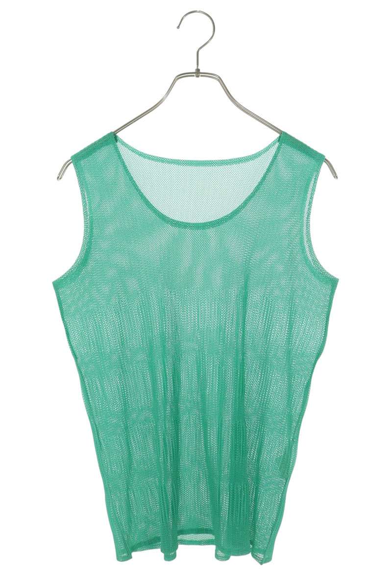 Vintage Pleats Please Green Pleated Mesh Tank Top Size 3