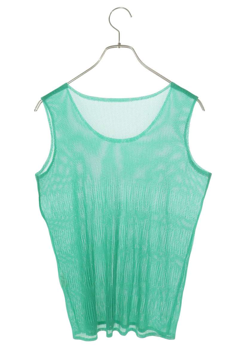 Vintage Pleats Please Green Pleated Mesh Tank Top Size 3