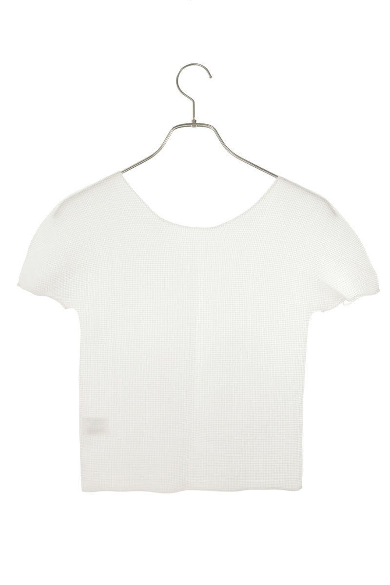 Japanese Brand White Box Pleat Sleeveless Polyester Top