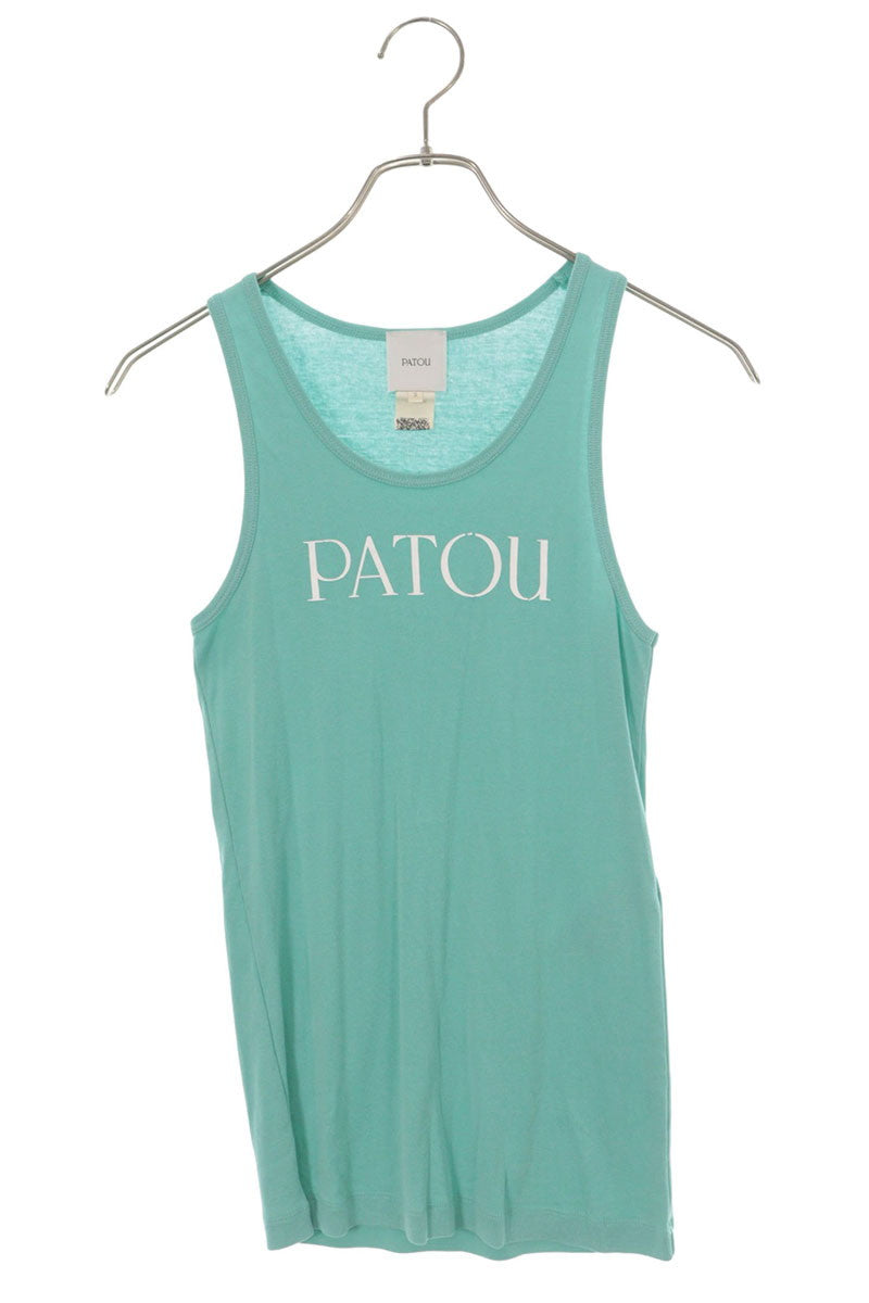 Patou Light Green Logo Print Organic Cotton Tank Top Size S