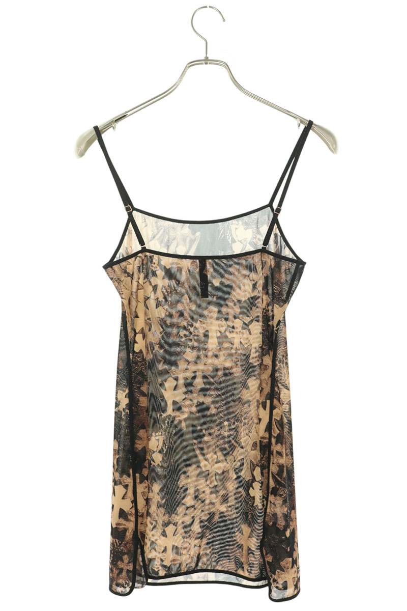 Chrome Hearts Cross Pattern Sheer Camisole Brown Size S