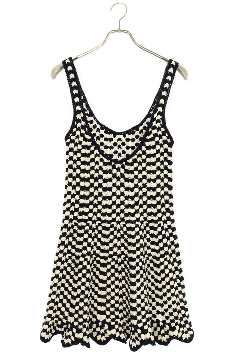 Celine Crocheted Cotton Mini Skater Dress x Navy Size S