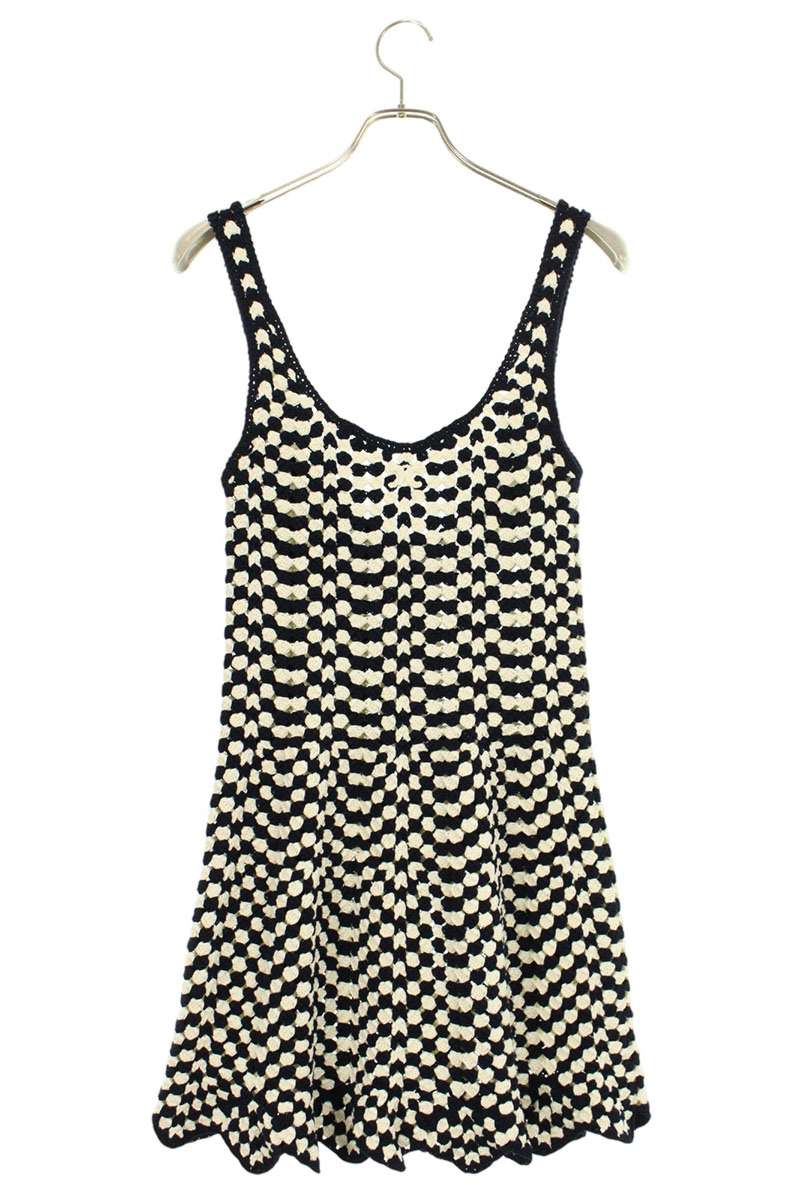 Celine Crocheted Cotton Mini Skater Dress x Navy Size S