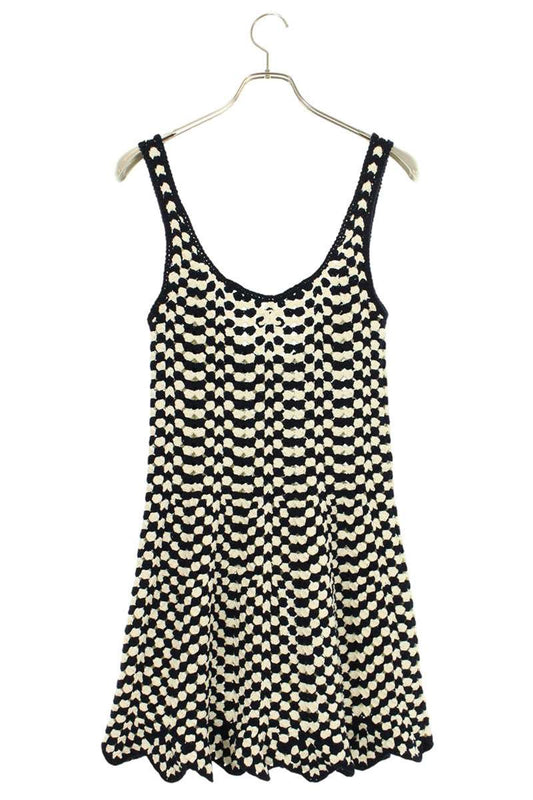Celine Crocheted Cotton Mini Skater Dress x Navy Size S