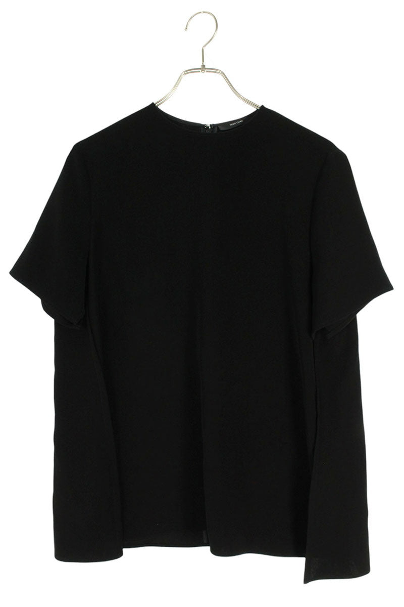 Vintage YOKO CHAN Half-Sleeve Side Slit Blouse Black Size 40