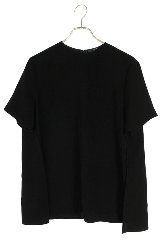 Vintage YOKO CHAN Half-Sleeve Side Slit Blouse Black Size 40