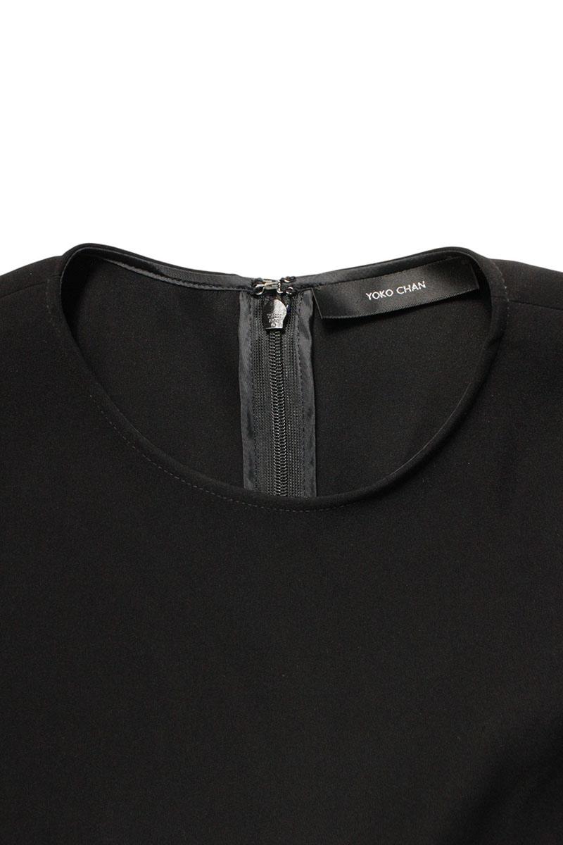 Vintage YOKO CHAN Half-Sleeve Side Slit Blouse Black Size 40